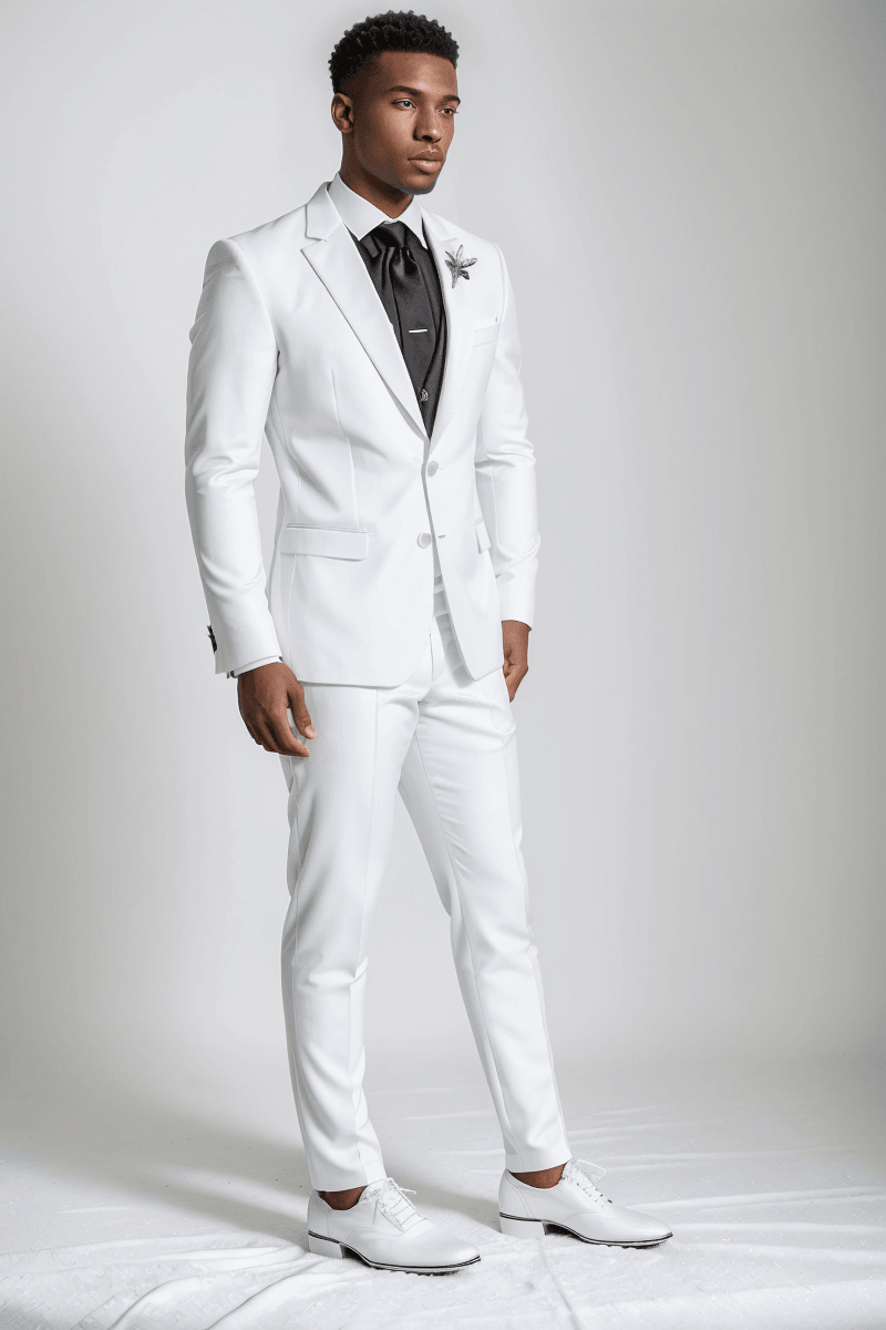 Timeless White Shawl Collar Wedding Suit - SuitGamer