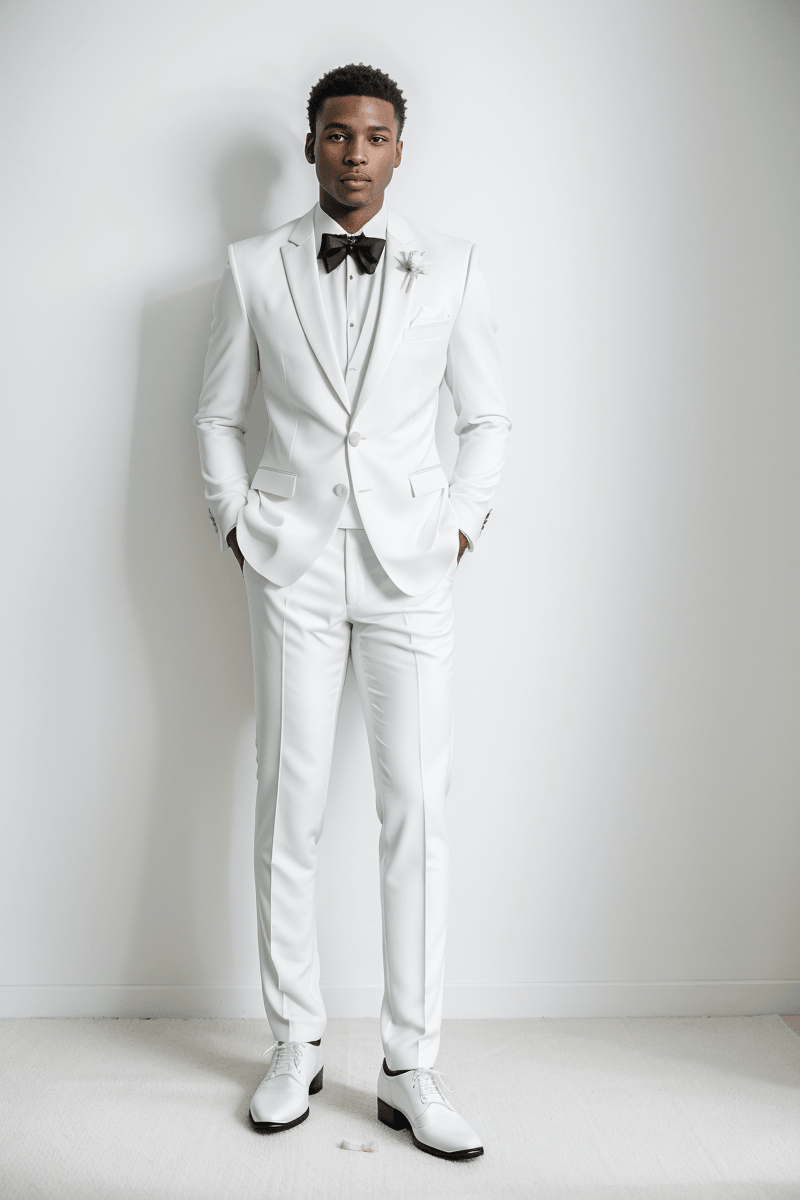 Timeless White Shawl Collar Wedding Suit - SuitGamer